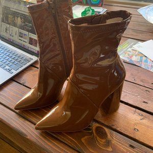 Cognac Patent Leather Boots - Steve Madden (NEW)
